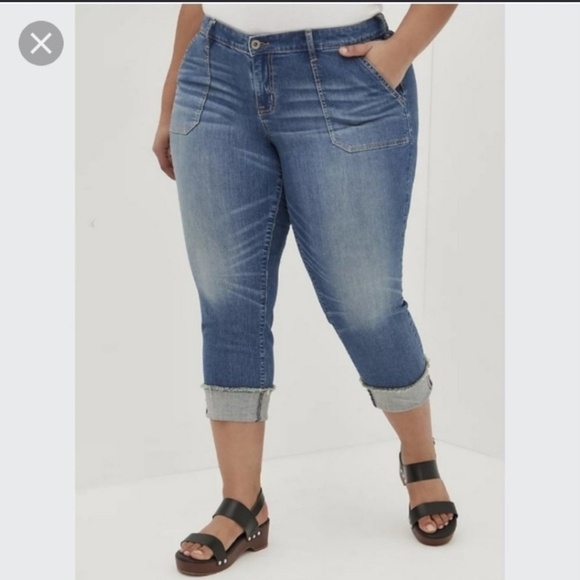 torrid Denim - Torrid 6X Plus Size 30 Boyfriend Crop Jeans Light Wash Pants Raw Hem